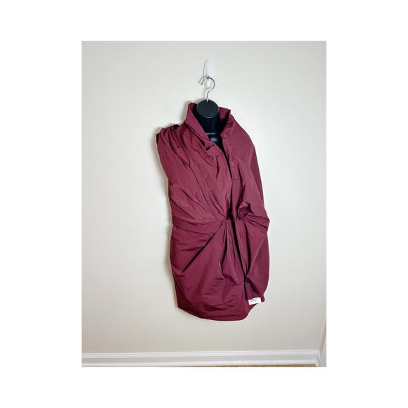 ASOS Edition Burgundy Mini Dress One Sleeve Size 10 New Avant Garde - Picture 6 of 8